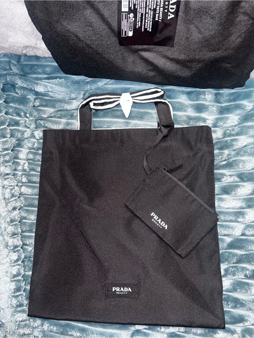 GWP Prada Black Tote with Attached Zip Pouch